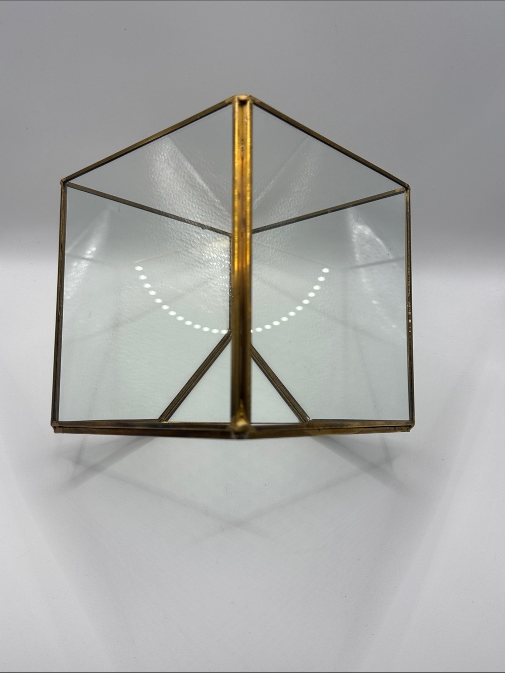 Geometric Glass Terrarium, Gold Cube Planter - Picture 4 of 6